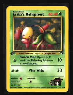 Pokemon ERIKAS BELLSPROUT 75/132 1st Edition (2000 Gym Heroes) LP/NM - Image 1