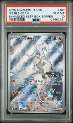 2025 POKEMON JTG EN-JOURNEY TOGETHER #167 N'S RESHIRAM PSA 10 - Image 1