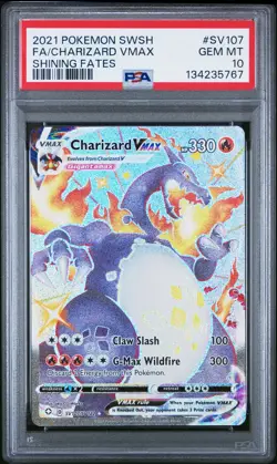 2021 POKEMON SWORD & SHIELD SHINING FATES #SV107 FULL ART/CHARIZARD VMAX PSA 10 - Image 1