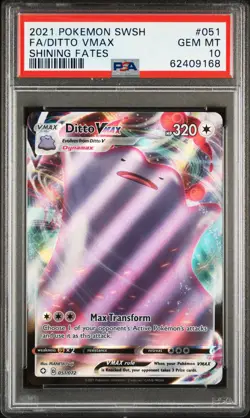 2021 POKEMON SWORD & SHIELD SHINING FATES #051 FULL ART/DITTO VMAX PSA 10 - Image 1