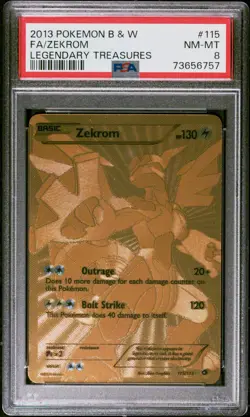 Pokemon Zekrom 115/113 PSA 8 NM-MT BW Legendary Treasures Gold Secret Rare FA - Image 1
