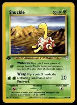First Edition Shuckle #072/111 Neo Genesis Pokemon Near Mint or Better - Image 1