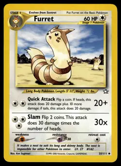 Furret #035/111 Neo Genesis Pokemon Near Mint or Better - Image 1