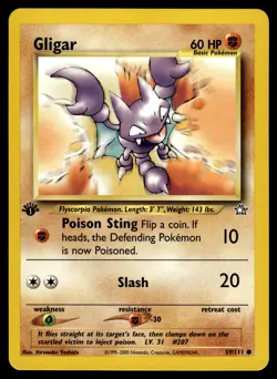 First Edition Gligar #059/111 Neo Genesis Pokemon Near Mint or Better - Image 1