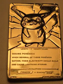 Pokemon #25 Pikachu 23k Gold Plated Trading Card 1999 Burger King - Image 2
