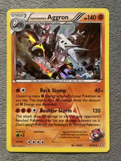 Team Magma’s Aggron 14/34 Rare Holo Pokemon Card 2015 Double Crisis MP - Image 1