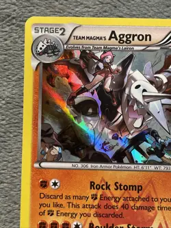 Team Magma’s Aggron 14/34 Rare Holo Pokemon Card 2015 Double Crisis MP - Image 2