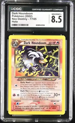 CGC 8.5 Dark Houndoom 2002 Neo Destiny 7/105 Holo SWIRL Pokemon Card - Image 1