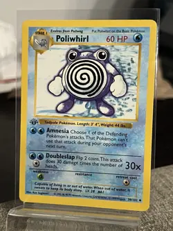 1999 Pokemon Base Set 1st Edition Shadowless Poliwhirl 38/102 WOTC SSP! Rare!! - Image 1