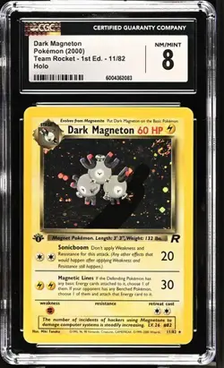 2000 POKEMON TEAM ROCKET DARK MAGNETON #11 1ST EDITION HOLO-RARE CGC 8 SWIRL - Image 1