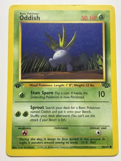 Pokemon TCG Oddish Jungle 58/64 Regular 1st Edition Common LP - Image 1
