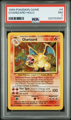 1999 POKEMON GAME #4 CHARIZARD-HOLO PSA 7 - Image 1