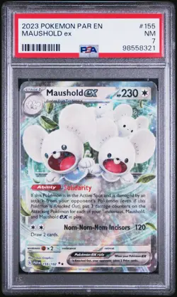 Maushold EX 2023 Pokemon Par EN-Paradox Rift #155 PSA 7 - Image 1