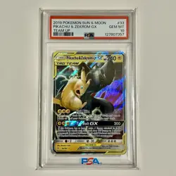 2019 Pokemon Sun & Moon Team Up Pikachu & Zekrom GX Tag Team #33/181 PSA 10 - Image 1