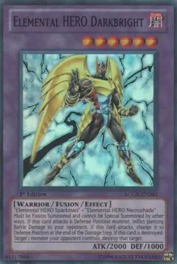 Yugioh! LP Elemental HERO Darkbright - LCGX-EN063 - Super Rare - 1st Edition Lig - Image 1