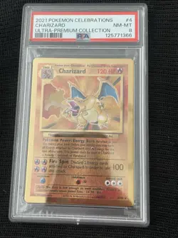 Pokemon Card Charizard 4/102 Gold Metal Celebrations UPC 25th Anniversary PSA 8 - Image 1