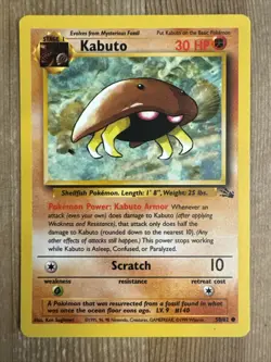 Kabuto 50/62 Common Fossil Unlimited Pokemon TCG Card NM 1999 Vintage WOTC - Image 1