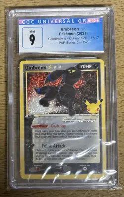 Celebrations Collection Holo Rare Card Lot Umbreon, Magicarp, Mew, Dialga, CGC 9 - Image 3