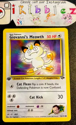 GIOVANNI'S MEOWTH 74/132 LP 1st Edition Gym Challenge Pokemon Card! - Image 1