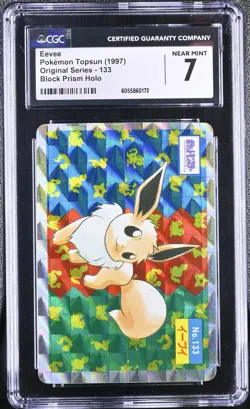 CGC 7 Eevee 1997 Japanese Topsun 133 Block Prism Holo Pokemon Card - Image 1