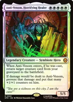 NM Foil Anti-Venom, Horrifying Healer, MTG, Marvel's Spider-Man, Magic, 1 - Image 1