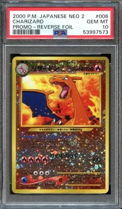 Pokemon 2000 Reverse Foil Charizard #006 Promo Neo 2 PSA 10 GEM MINT - Image 1