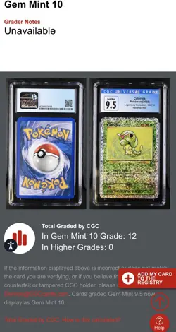 CGC 10 Caterpie Legendary Collection 69/110 Reverse Holo Pokemon Card psa - Image 3