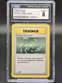 ENERGY REMOVAL 1999 POKEMON BASE SET 1ST EDITION PORTUGUESE 95/102 CGC 8 - Image 1
