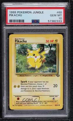 Pikachu Pokemon Jungle PSA 10 GEM MT 1999 - Image 1