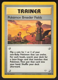 Pokemon Breeder Fields 62/64 Non-holo Uncommon Neo Revelation MP - Image 1