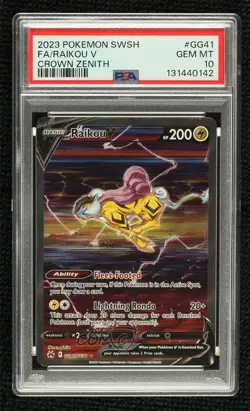 Full Art - Raikou V Pokemon Sword & Shield Crown Zenith Galarian Gallery PSA 10 - Image 1