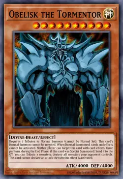 Yugioh RA04-EN116 - Obelisk The Tormentor - Platinum Secret Rare - Image 1