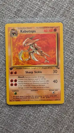 Kabutops Fossil Card 24/62 MP Non-Holo 1st Edition Regular Rare Pokemon TCG 1999 - Image 1
