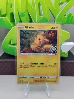 Pikachu SWSH153 - 2022 Black Star Promo Snowflake Stamp Holo Pokemon Card - Image 1