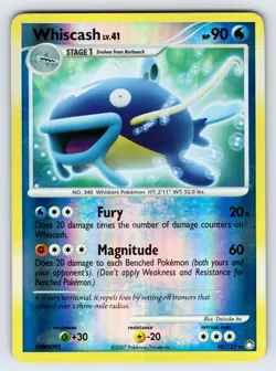 Whiscash 40/123 2007 Mysterious Treasures Pokemon Card Reverse Holo Rare - Vlp - Image 1