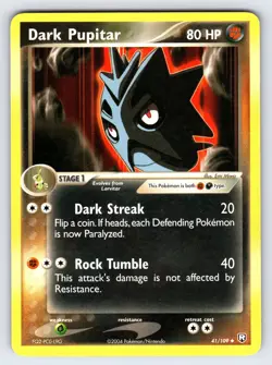 Dark Pupitar 41/109 2004 EX Team Rocket Returns Pokemon Card TCG Uncommon - VLP - Image 1