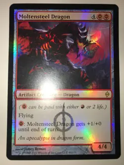 MTG 1X Moltensteel Dragon New Phyrexia Foil LP/NM - Image 1