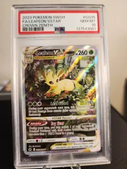 2023 POKEMON SWORD & SHIELD CROWN ZENITH #GG35 FULL ART/LEAFEON VSTAR PSA 10 - Image 1