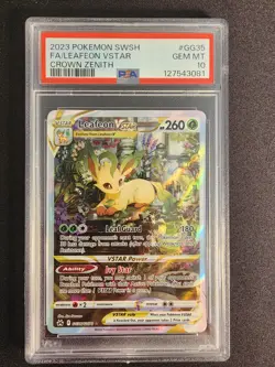 2023 POKEMON SWORD & SHIELD CROWN ZENITH #GG35 FULL ART/LEAFEON VSTAR PSA 10 - Image 2