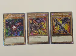 Yugioh - Red-Eyes Black Dragon - 3 Artwork - Platinum Secret Rare NM - Free Holo - Image 1