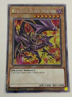 Yugioh - Red-Eyes Black Dragon - 3 Artwork - Platinum Secret Rare NM - Free Holo - Image 3