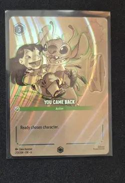 You Came Back (Enchanted) 213/204 Lorcana Azurite Sea Lilo and Stitch Card NM - Image 1