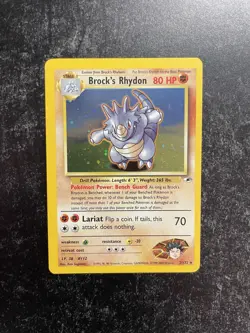 Brock’s Rhydon 2/132 Pokemon Card Holo Rare Gym Heroes 2000 NM - Image 1