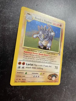 Brock’s Rhydon 2/132 Pokemon Card Holo Rare Gym Heroes 2000 NM - Image 2