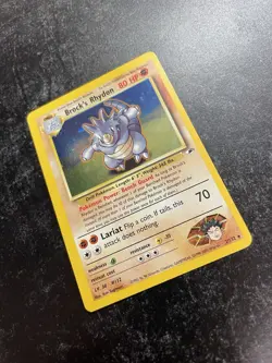 Brock’s Rhydon 2/132 Pokemon Card Holo Rare Gym Heroes 2000 NM - Image 3