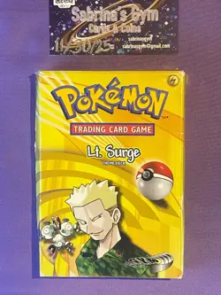 Played/Damaged Empty Lt. Surge Gym Heroes Theme Deck Pokemon Card Box - Image 1