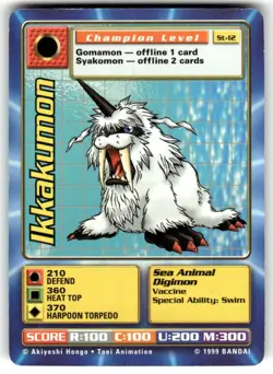 Ikkakumon ST-12 Champion Level Digimon Digi Battle Starter 1 Card 1999 Bandai - Image 1