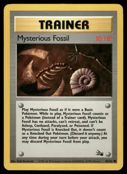 1999 Moderately Played Pokemon Mysterious Fossil 62/62 Fossil English - Image 1
