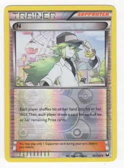 Pokemon Black & White Dark Explorers N Trainer Reverse Holo 96/108 Supporter NM - Image 1