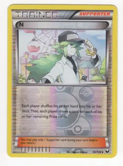 Pokemon Black & White Dark Explorers N Trainer Reverse Holo 96/108 Supporter NM - Image 5